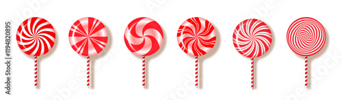 Red and white lollipops set