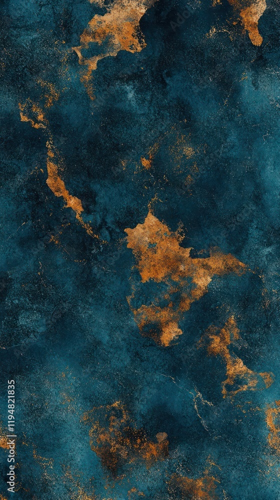 Dark cyan and rust-colored ink patterns with sharp contrasts Dark cyan and rust-colored ink patterns with sharp contrasts