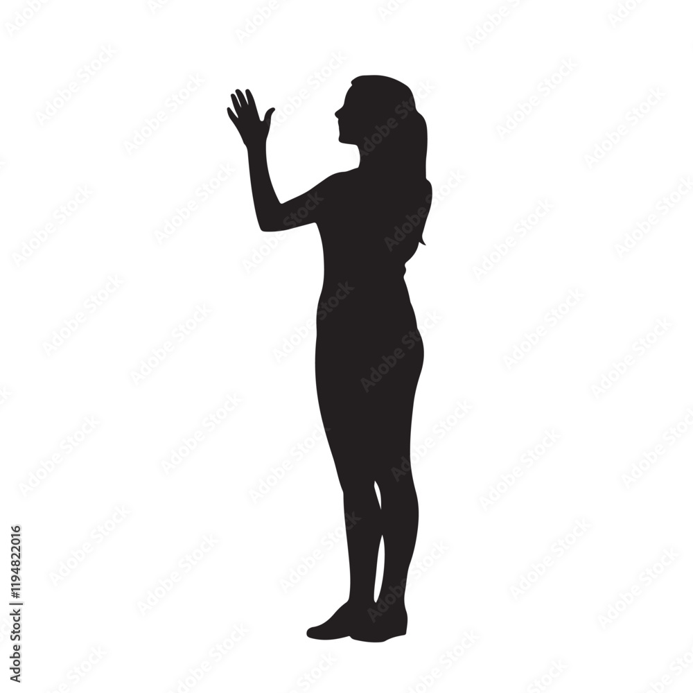 Side View Silhouette of a Woman with Long Hair Waving - Vector Illustration Side View Silhouette of a Woman with Long Hair Waving - Vector Illustration