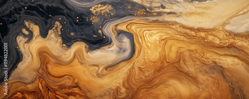 Wallpaper Mural A liquid metallic flow in swirling gold and bronze hues, 4k photo. Torontodigital.ca