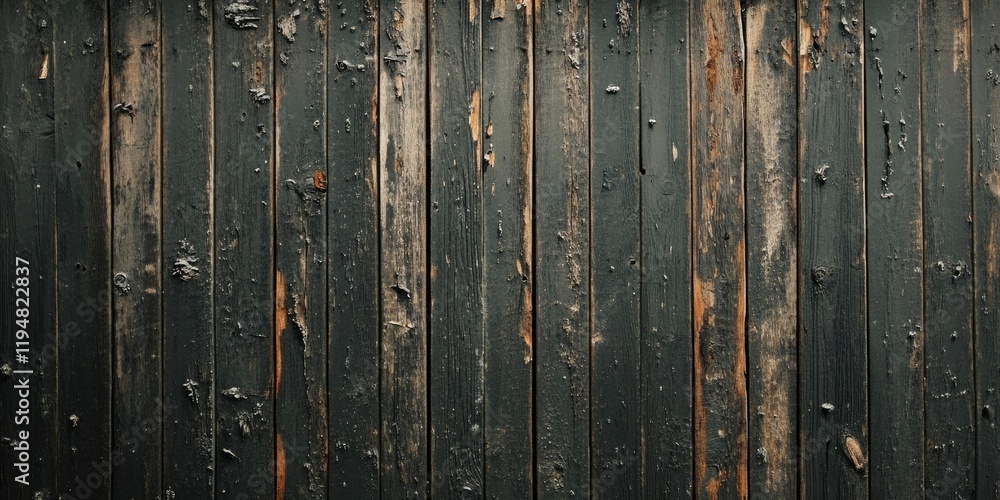 Aged wooden wall texture featuring dark brown vertical planks with peeling paint and rough surfaces against a black background Aged wooden wall texture featuring dark brown vertical planks with peeling paint and rough surfaces against a black background