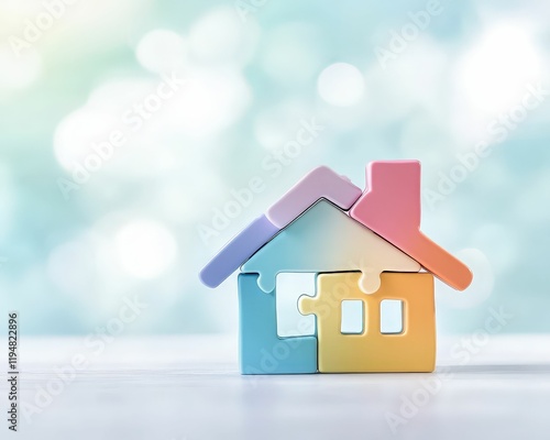 Wallpaper Mural Colorful puzzle pieces forming a home creative concept bright environment abstract view visual representation Torontodigital.ca