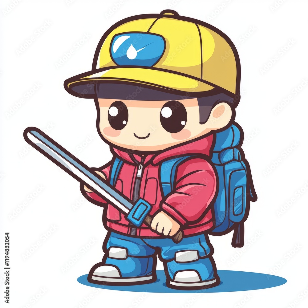Cute Cartoon Boy Adventurer With Sword Backpack Cute Cartoon Boy Adventurer With Sword Backpack