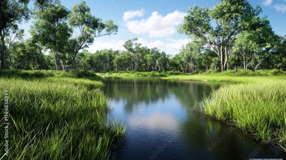 Tranquil Lake in Lush Forest Tranquil Lake in Lush Forest