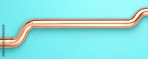 Copper Pipe Section on a Light Blue Background