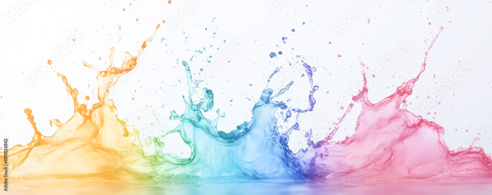 Colorful splashes of liquid create an artistic and vibrant visual effect. Colorful splashes of liquid create an artistic and vibrant visual effect.