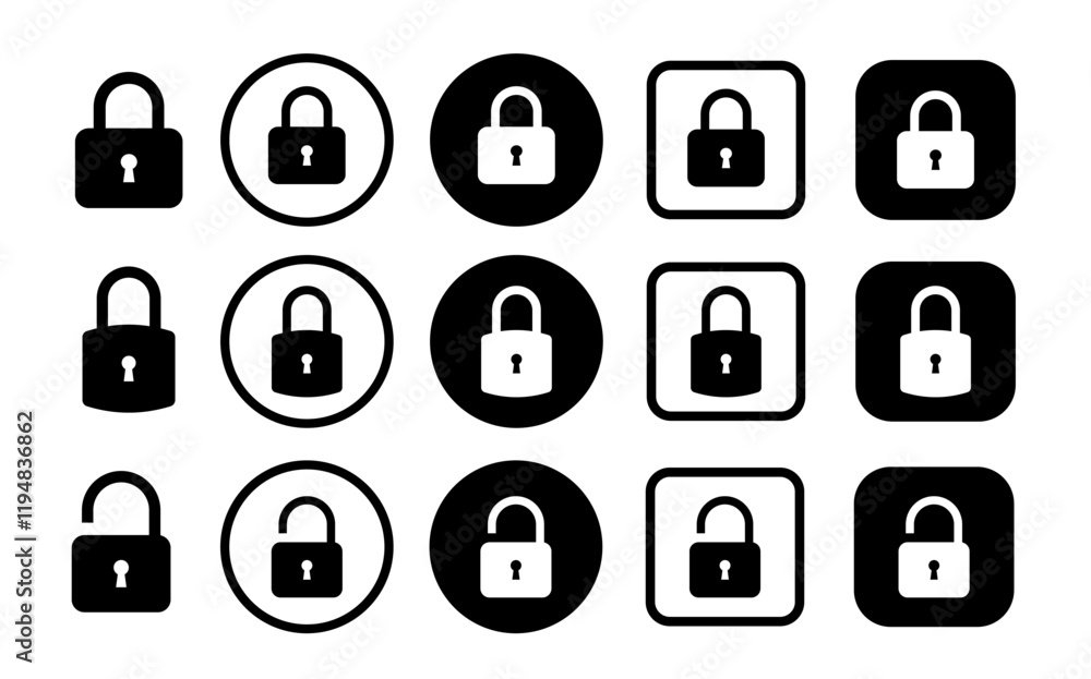 Lock icons set. Locked and unlocked lock icon. Vector illustration. Lock icons set. Locked and unlocked lock icon. Vector illustration.
