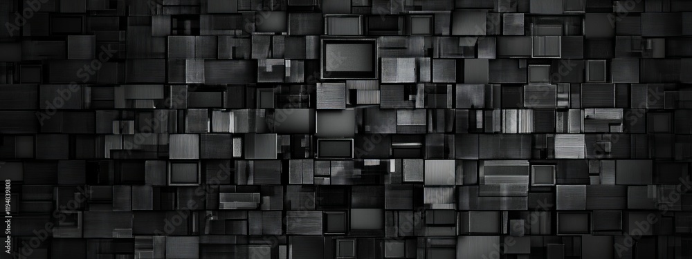 Fototapeta premium Black and Gray TV Static Malfunction Pattern, Abstract, Glitch, Noise, Vintage, Technology Background