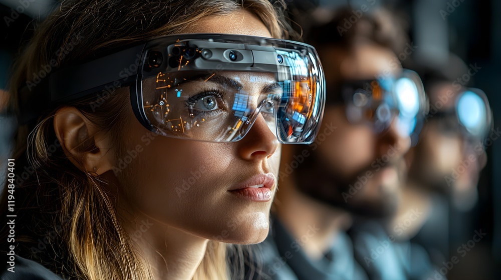 Futuristic Technology with Augmented Reality Glasses in Action Futuristic Technology with Augmented Reality Glasses in Action