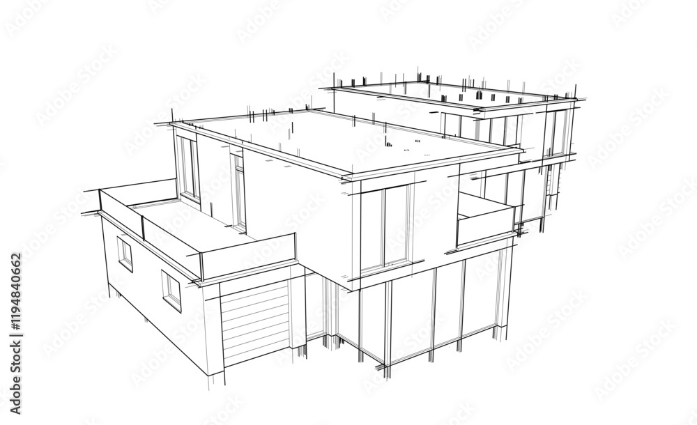 Obraz premium Architectural drawing 3d drawing