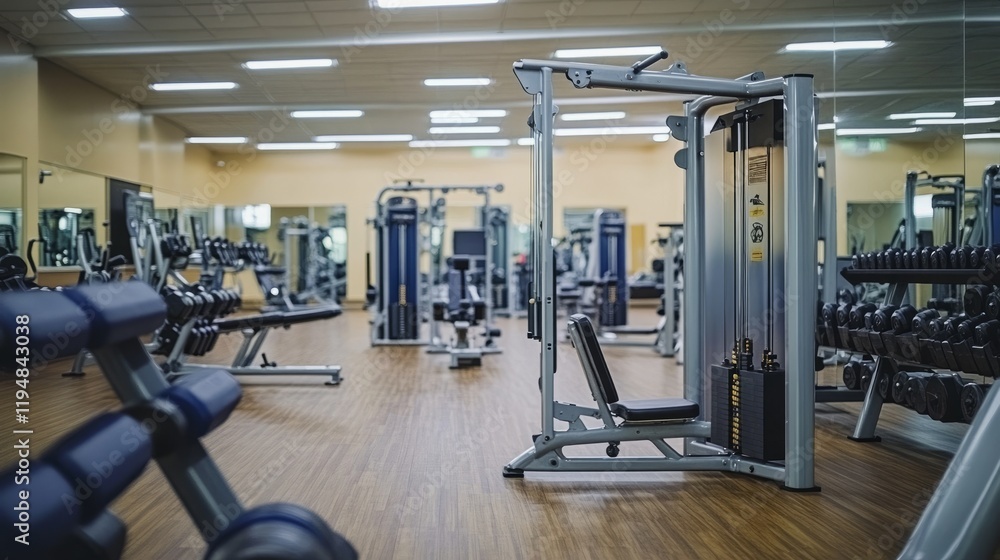 Modern upscale gym with advanced workout machines, stylish interiors, and a luxurious ambiance, creating an elite fitness environment Modern upscale gym with advanced workout machines, stylish interiors, and a luxurious ambiance, creating an elite fitness environment