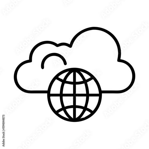 internet cloud icon, internet cloud line art - simple line art of internet cloud, perfect for internet cloud logos and icons and themed design 