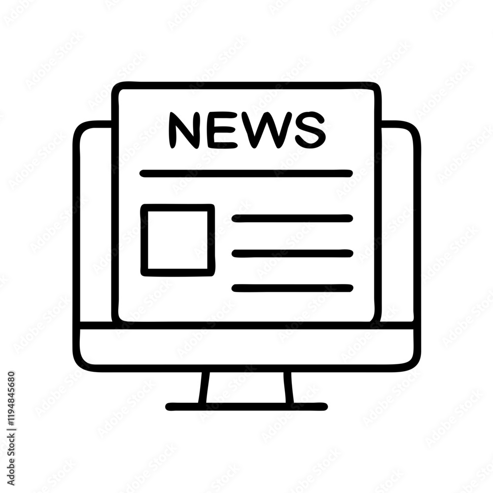 Fototapeta premium online news article icon, online news article line art - simple line art of online news article, perfect for online news article logos and icons and themed design 