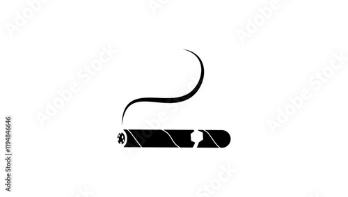 Cigar symbol, black isolated silhouette