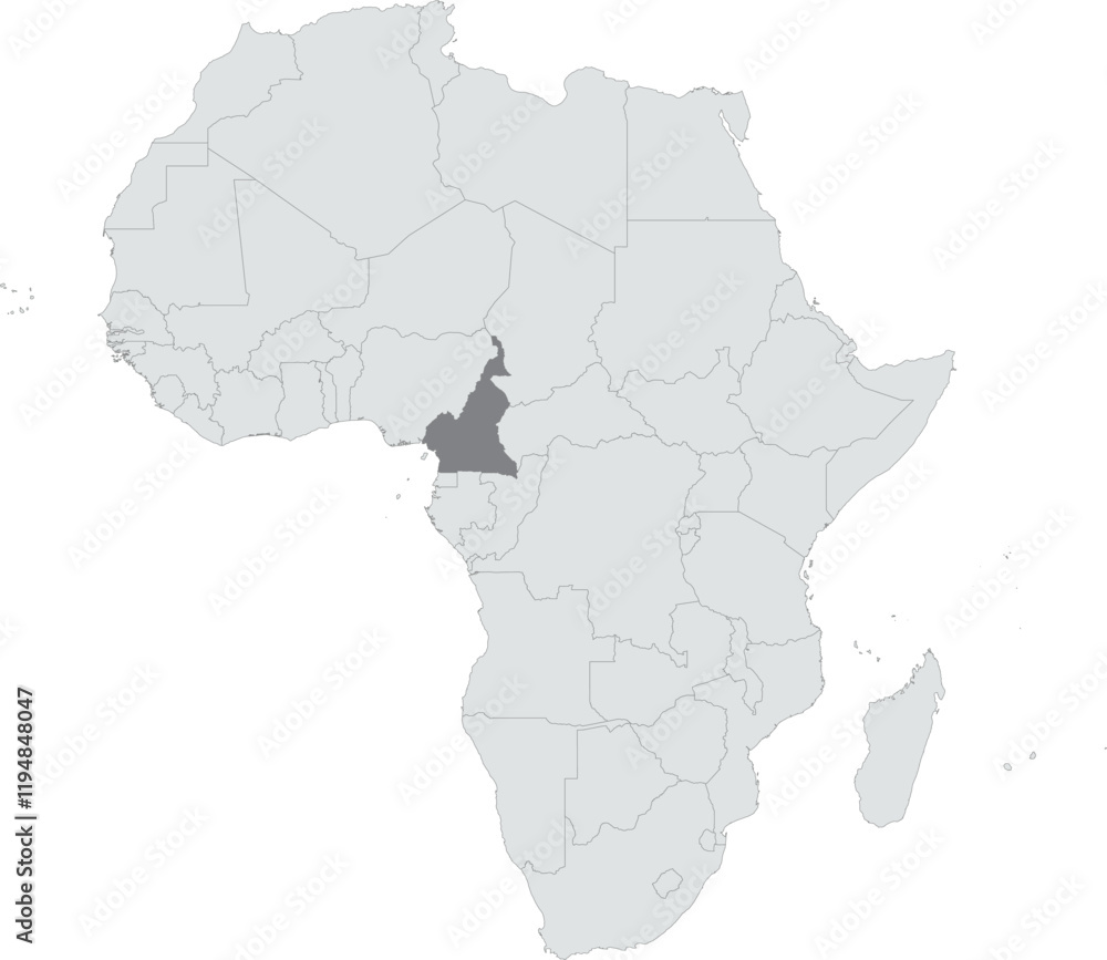 Fototapeta premium Detailed national location map of CAMEROON within the great continent of Africa