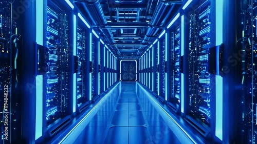 Data center cooling systems with high efficiency and advanced technology solutions in modern server room new beautiful stock video footage animation AI