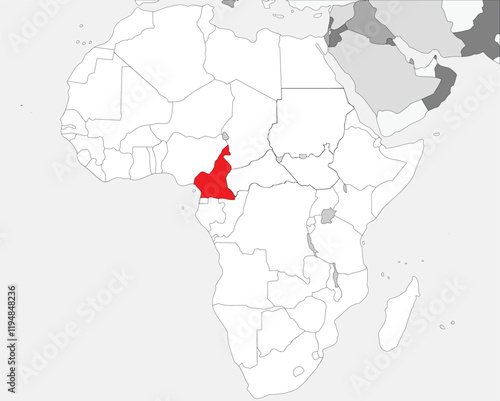 Detailed national location map of CAMEROON within the great continent of Africa