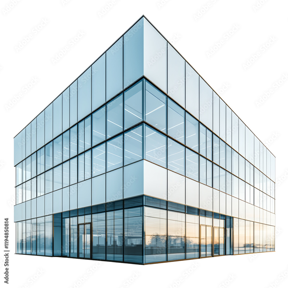 Modern Glass Building with Stylish Angular Design Isolated on transparent background Modern Glass Building with Stylish Angular Design Isolated on transparent background