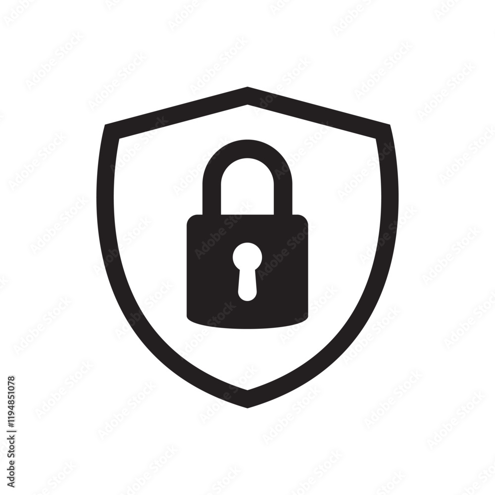 Shield security with lock icon. Protection, safety, password security icon. Firewall access privacy sign. Lock security icon for login page. Website guard emblem. Shield security with lock icon. Protection, safety, password security icon. Firewall access privacy sign. Lock security icon for login page. Website guard emblem.