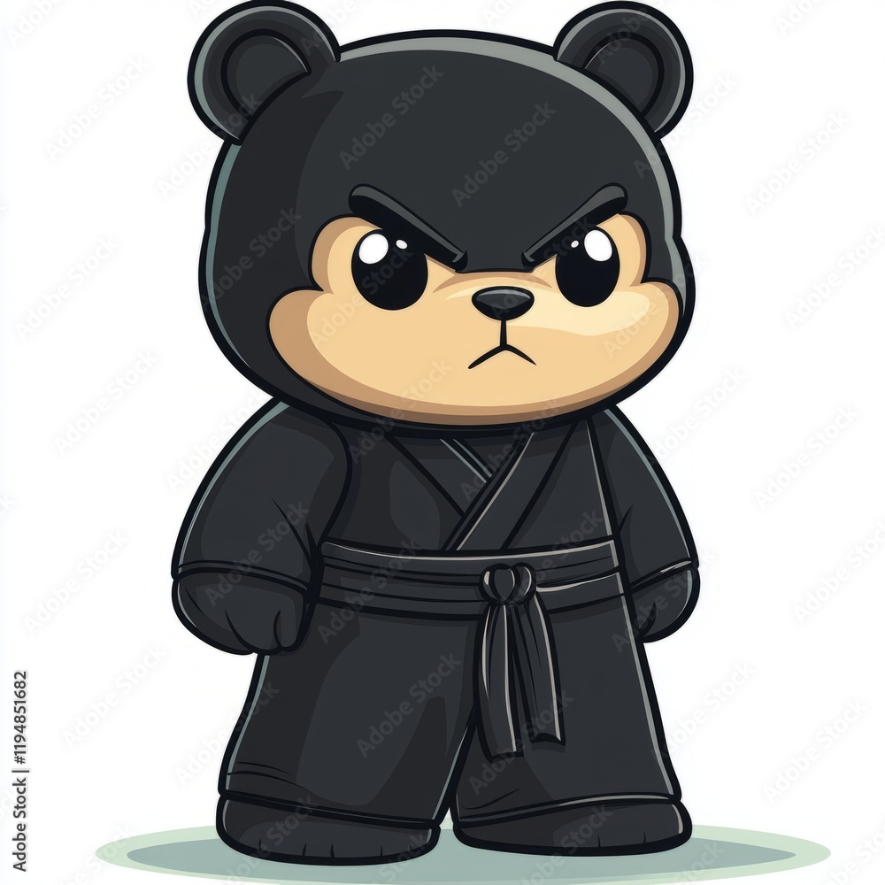 A Grumpy Black Bear Dressed In A Martial Arts Gi A Grumpy Black Bear Dressed In A Martial Arts Gi