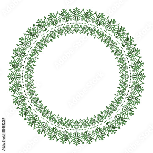 Damask Round Wreath gold circular round ornament floral Abstract pattern, Classic Victorian traditional style, illustration Vintage Design, Floral frames, Mandala, Antique, Moroccan frame