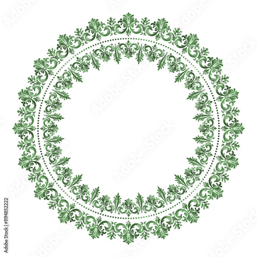 Damask Round Wreath gold circular round ornament floral Abstract pattern, Classic Victorian traditional style, illustration Vintage Design, Floral frames, Mandala, Antique, Moroccan frame