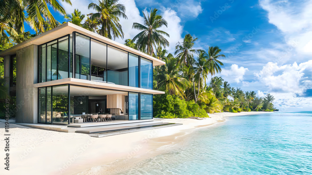 Beautiful beach house with a stunning view of the ocean and tropical surroundings. Beautiful beach house with a stunning view of the ocean and tropical surroundings.