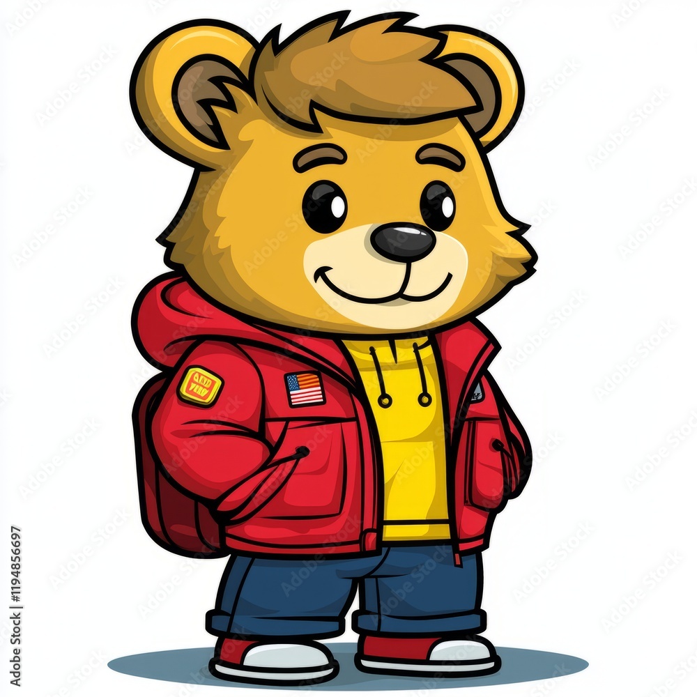 Obraz premium A Stylish Teddy Bear Wearing a Red Jacket