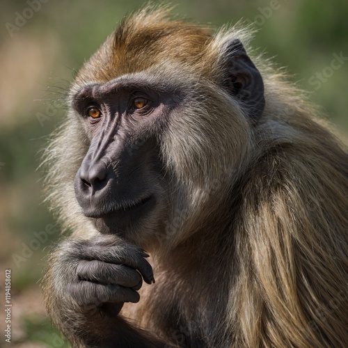 Wallpaper Mural A baboon scratching its head in a thinking pose. Torontodigital.ca