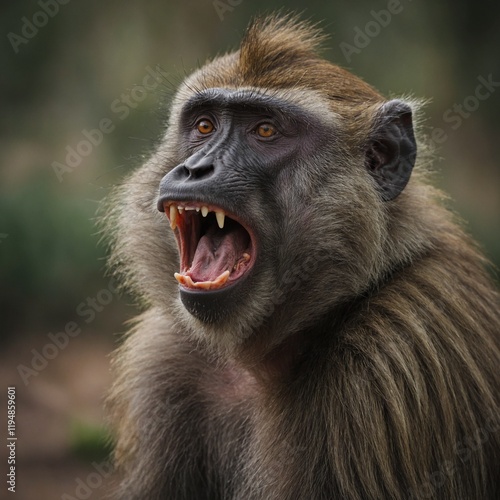 Wallpaper Mural A baboon standing upright, showing its expressive face. Torontodigital.ca