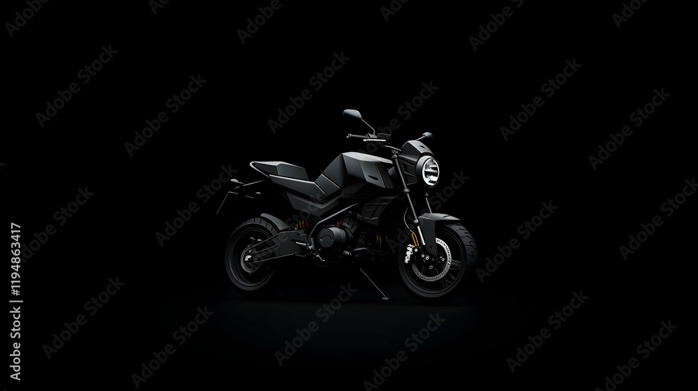 Obraz premium Dark minimalist desktop wallpaper, motorbike design, emphasizing speed and power