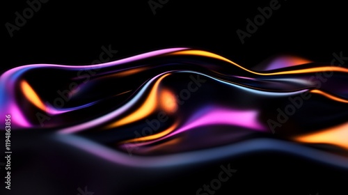 Abstract Liquid Metal: Iridescent Waves of Color