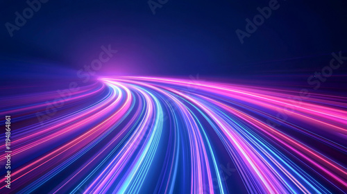 Vibrant light trails create a dynamic and futuristic road landscape.