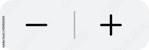 Plus and minus stepper button flat line art vector icon for apps and websites User Interface. UI component