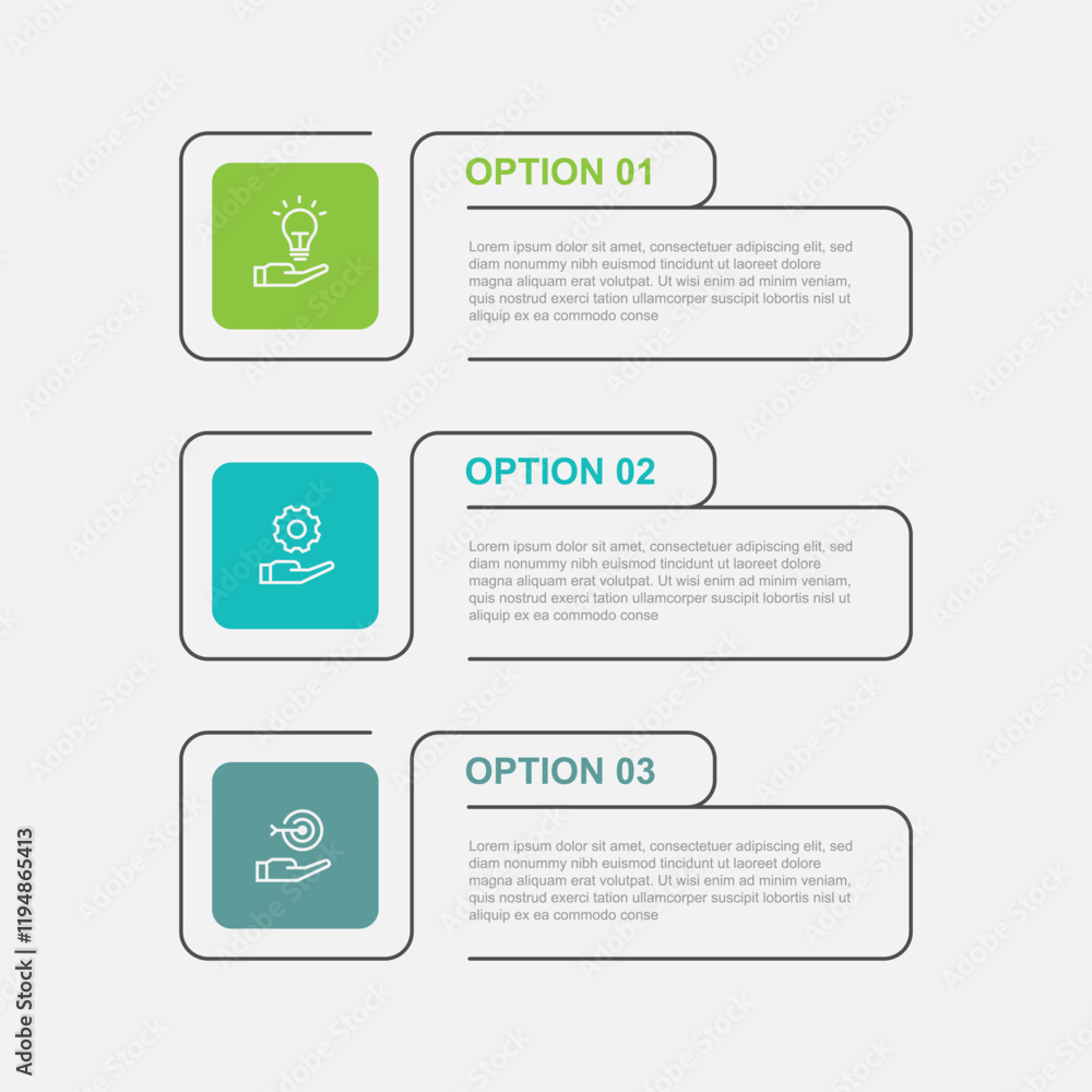 Infographic template vector with icons and 3 step process or option Infographic template vector with icons and 3 step process or option