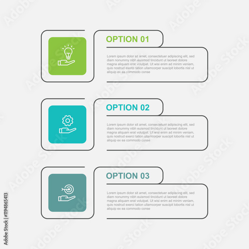 Infographic template vector with icons and 3 step process or option 