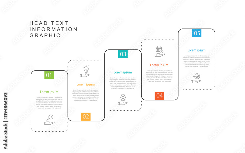 Obraz premium 5 step line infographic template vector with icons suitable for business information and web presentation 
