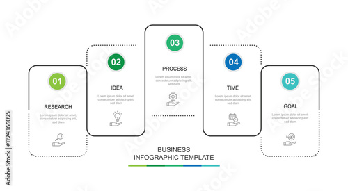 5 step line infographic template with icons suitable for business information and web presentation 