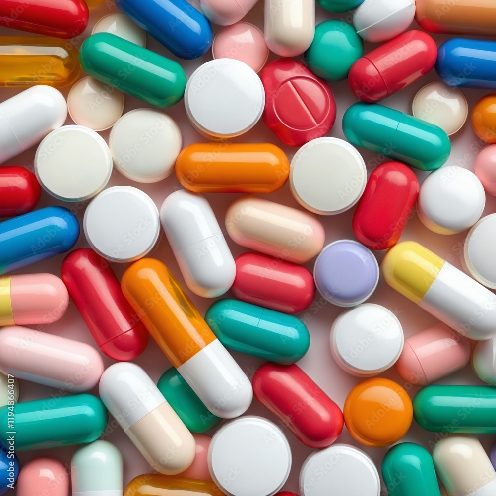 Vibrant Assortment of Pharmaceutical Capsules and Pills Organized Aesthetically Vibrant Assortment of Pharmaceutical Capsules and Pills Organized Aesthetically