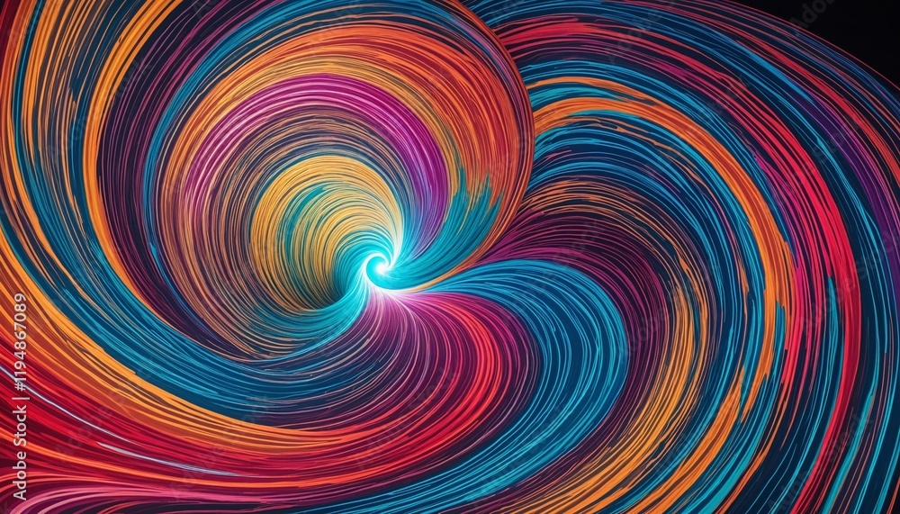 Obraz premium A dynamic landscape of colorful light waves and swirling energy patterns.