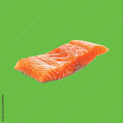 raw salmon steak green screen background  Art & Illustration