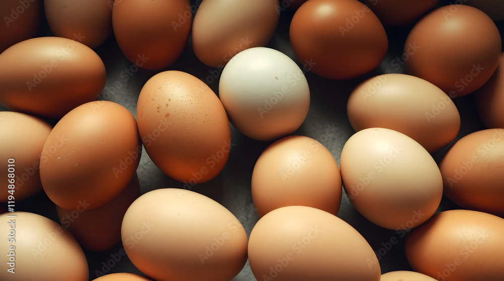 flat lay of organic brown and white eggs, farm fresh flat lay of organic brown and white eggs, farm fresh
