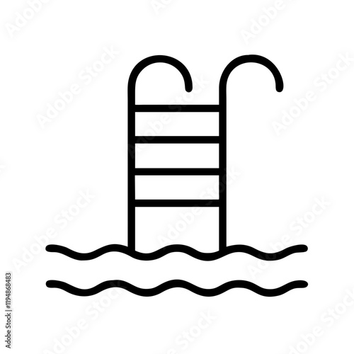 pool ladder icon, pool ladder line art - simple line art of pool ladder, perfect for pool ladder logos and icons and themed design 