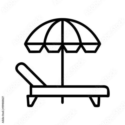 poolside lounge chair icon, poolside lounge chair line art - simple line art of poolside lounge chair, perfect for poolside lounge chair logos and icons and themed design 