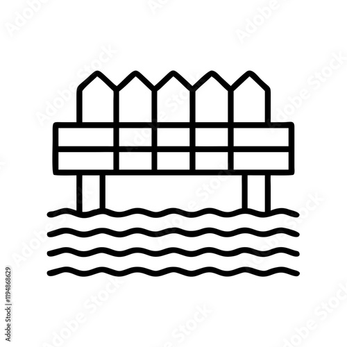 poolside fence icon, poolside fence line art - simple line art of poolside fence, perfect for poolside fence logos and icons and themed design 