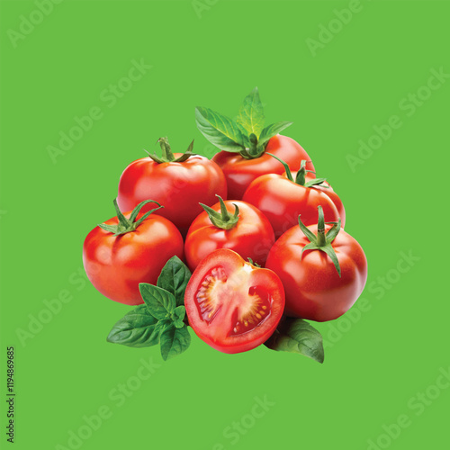 tomatoes on a vine green screen background Art & Illustration