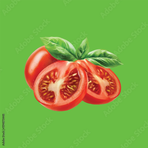 tomatoes on a vine green screen background Art & Illustration