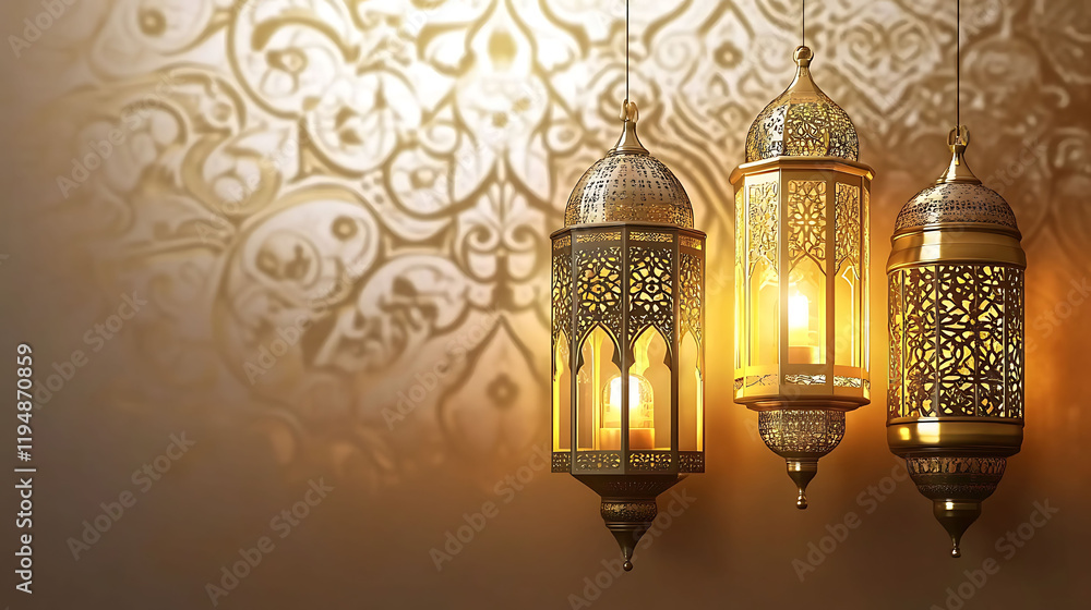 Fototapeta premium Ramadan background with a lantern, Holy Ramadan Kareem concept,