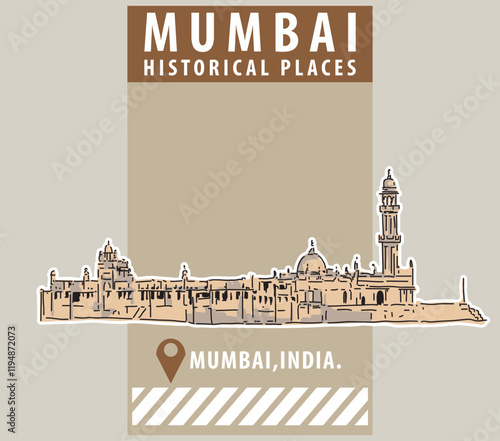 Vector city elements of historical place in Mumbai