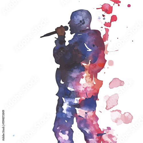 A watercolor clipart of Hip Hop, isolated on a white background. Hip Hop vector.
